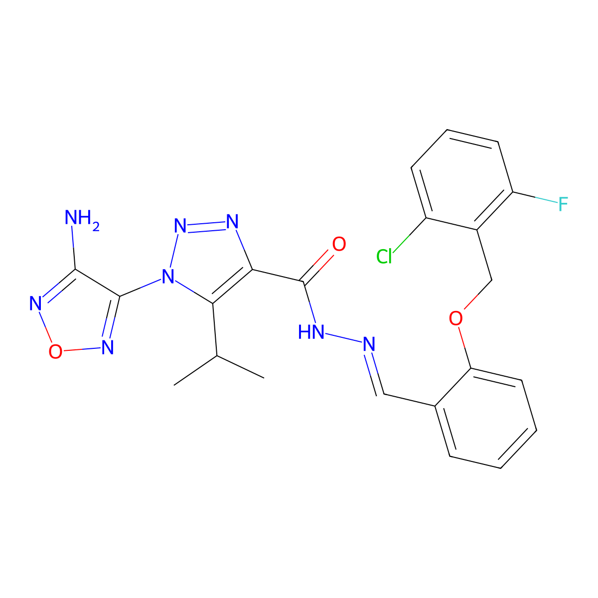 1-(4-Amino-1,2,5-oxadiazol-3-yl)-5-(1-methylethyl)-1H-1,2,3-triazole-4-carboxylic acid 2-[[2-[(2-chloro-6-fluorophenyl)methoxy]phenyl]methylene]hydrazide molecular structure, CAS 842956-47-2