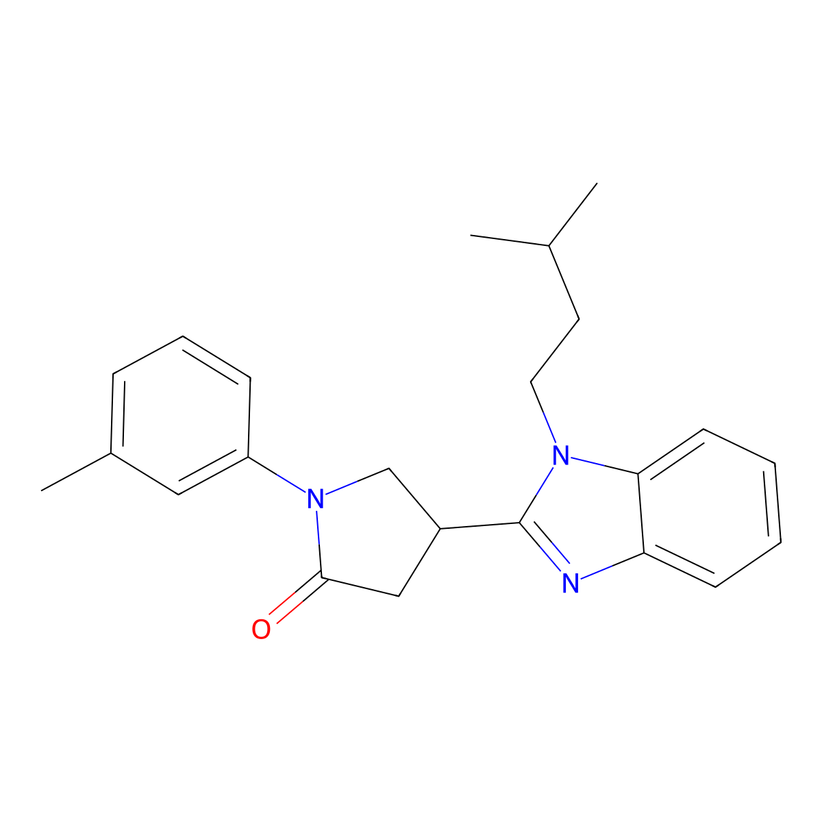 4-(1-isopentyl-1H-benzo[d]imidazol-2-yl)-1-(m-tolyl)pyrrolidin-2-one molecular structure, CAS 842956-86-9
