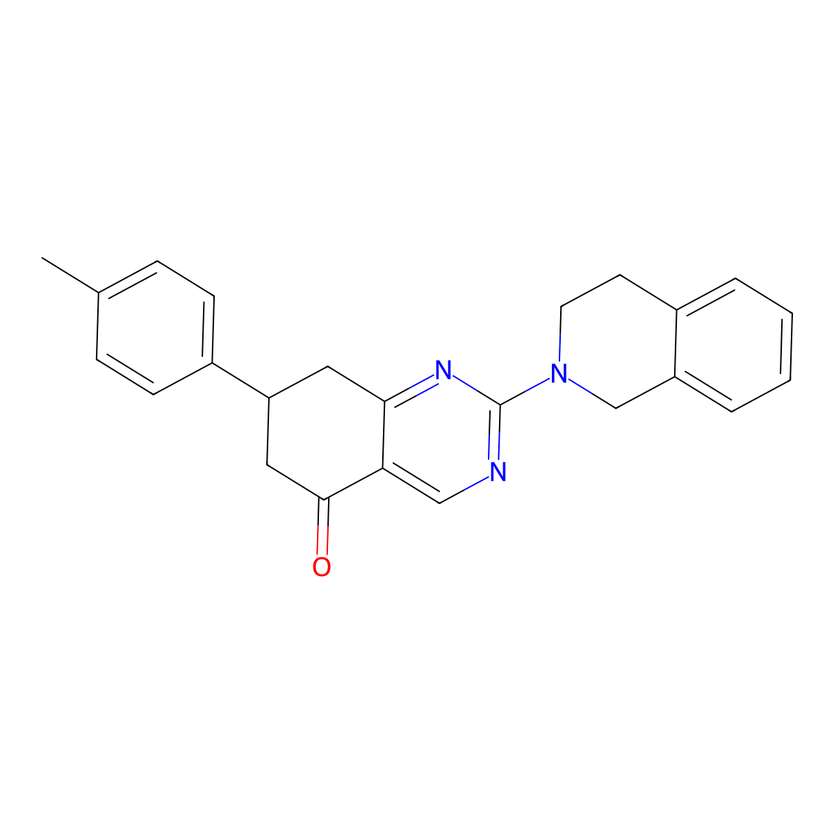 2-(3,4-dihydroisoquinolin-2(1H)-yl)-7-(4-methylphenyl)-7,8-dihydroquinazolin-5(6H)-one molecular structure, CAS 842957-38-4