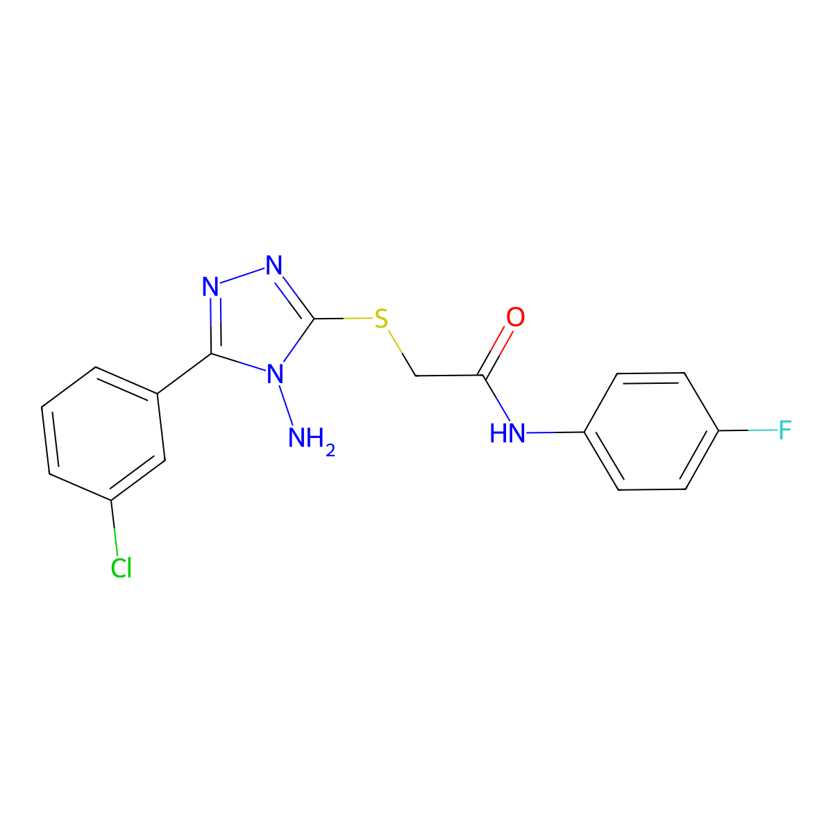 2-{[4-amino-5-(3-chlorophenyl)-4H-1,2,4-triazol-3-yl]sulfanyl}-N-(4-fluorophenyl)acetamide molecular structure, CAS 842957-39-5