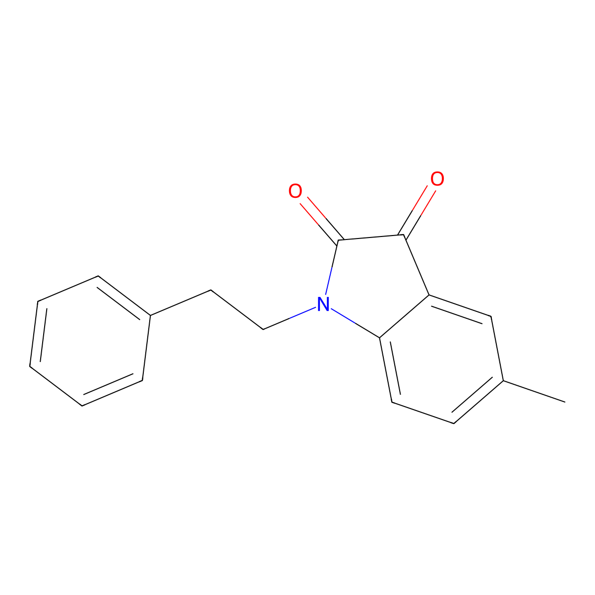 5-Methyl-1-phenethylindoline-2,3-dione molecular structure, CAS 842957-55-5