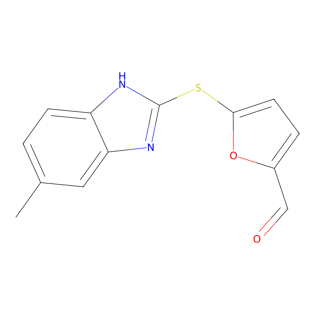5-(6-Methyl-1H-benzoimidazol-2-ylsulfanyl)-furan-2-carbaldehyde molecular structure, CAS 842957-71-5