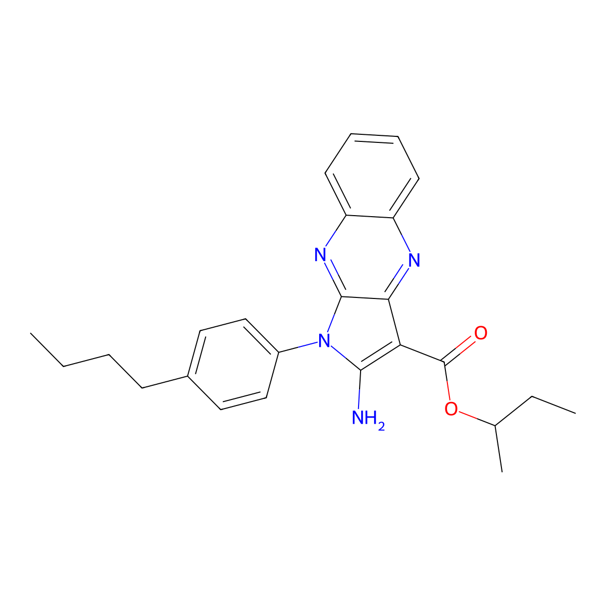 butan-2-yl 2-amino-1-(4-butylphenyl)-1H-pyrrolo[2,3-b]quinoxaline-3-carboxylate molecular structure, CAS 842957-77-1