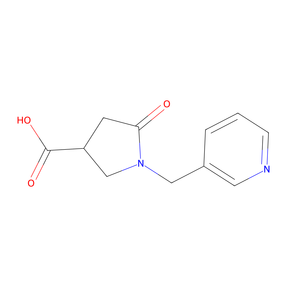 5-Oxo-1-((pyridin-3-yl)methyl)pyrrolidine-3-carboxylic acid molecular structure, CAS 842958-29-6