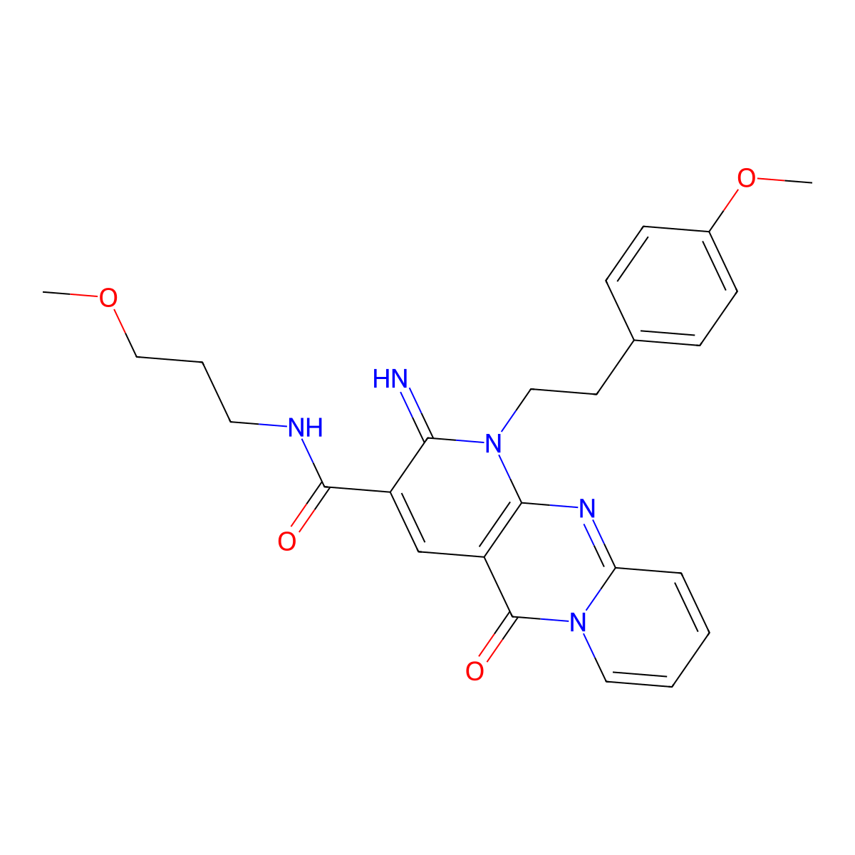 2-imino-1-[2-(4-methoxyphenyl)ethyl]-N-(3-methoxypropyl)-5-oxo-1,5-dihydro-2H-dipyrido[1,2-a:2,3-d]pyrimidine-3-carboxamide molecular structure, CAS 842958-36-5