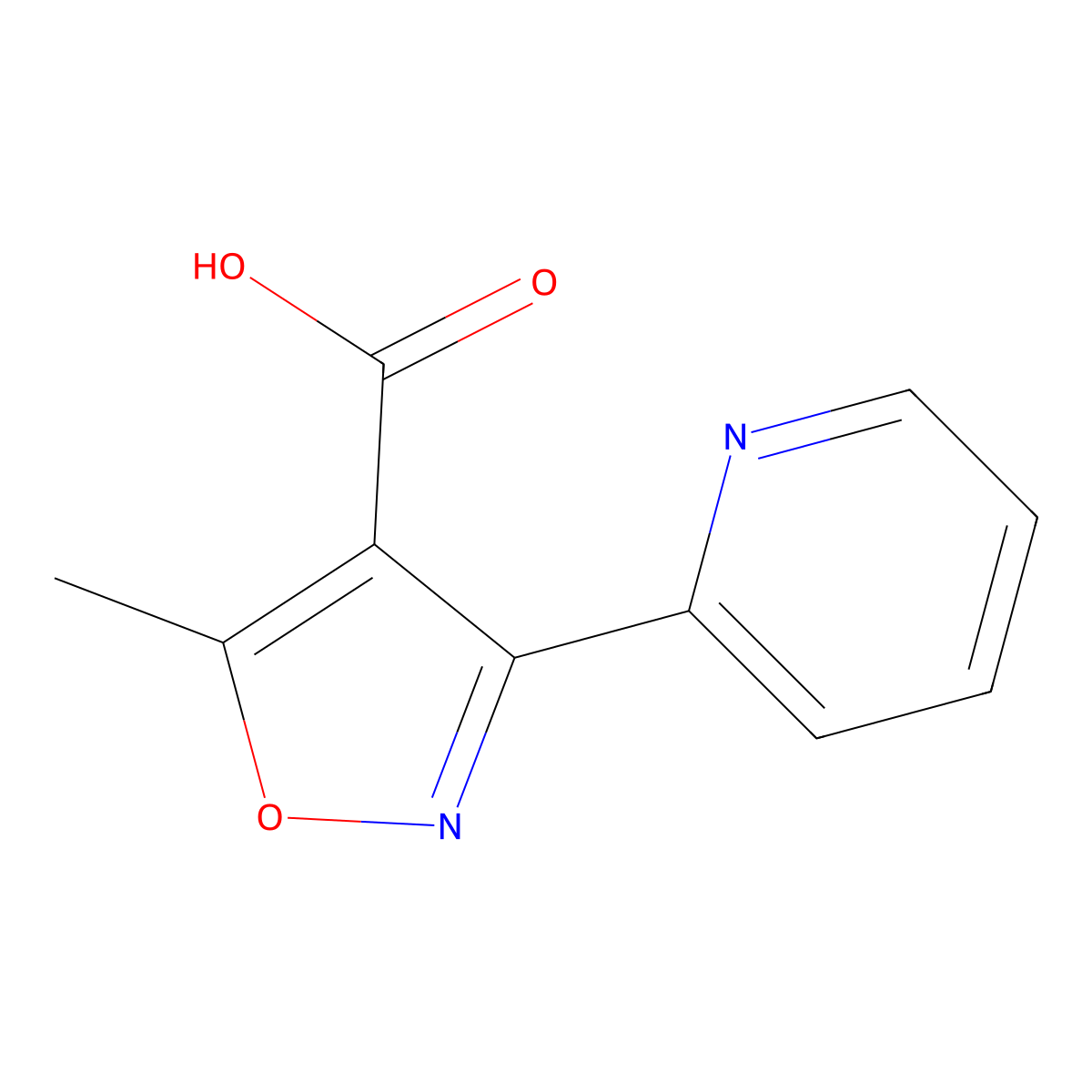 5-Methyl-3-(pyridin-2-yl)-1,2-oxazole-4-carboxylic acid molecular structure, CAS 842958-49-0