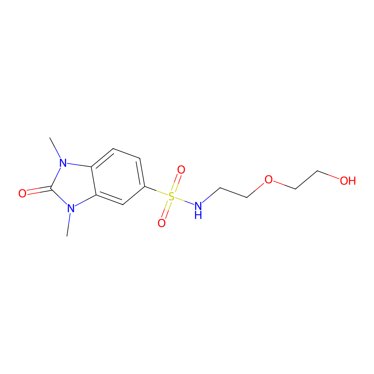 2,3-Dihydro-N-[2-(2-hydroxyethoxy)ethyl]-1,3-dimethyl-2-oxo-1H-benzimidazole-5-sulfonamide molecular structure, CAS 842958-53-6