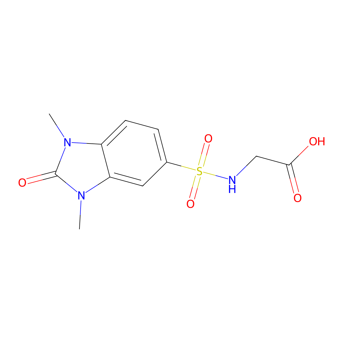 (1,3-Dimethyl-2-oxo-2,3-dihydro-1H-benzoimidazole-5-sulfonylamino)-acetic acid molecular structure, CAS 842958-58-1