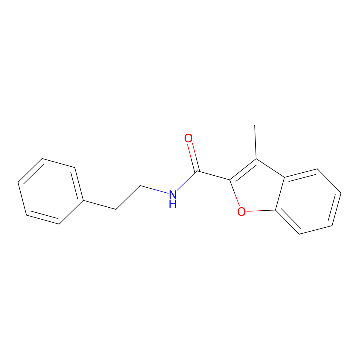 3-methyl-N-(2-phenylethyl)-1-benzofuran-2-carboxamide molecular structure, CAS 842958-72-9
