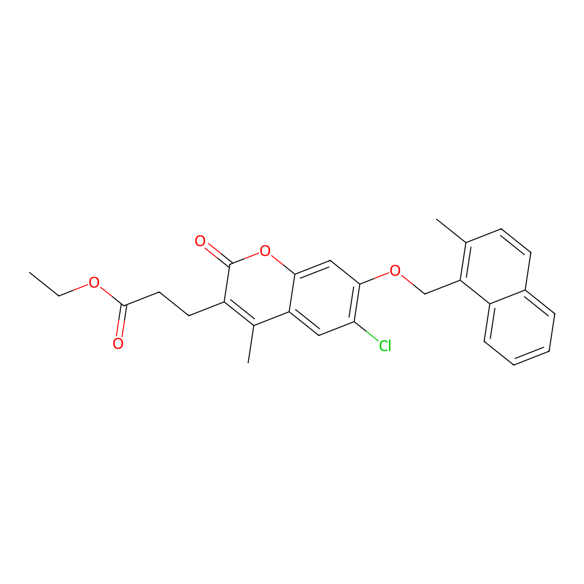 ethyl 3-{6-chloro-4-methyl-7-[(2-methyl-1-naphthyl)methoxy]-2-oxo-2H-chromen-3-yl}propanoate molecular structure, CAS 842959-03-9