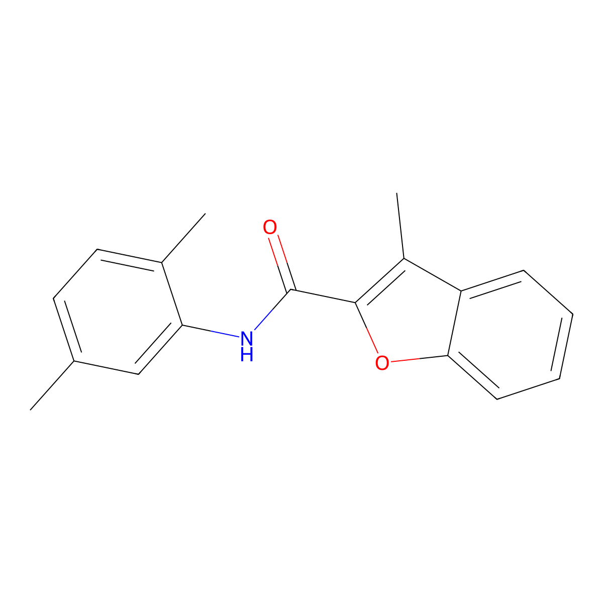 N-(2,5-dimethylphenyl)-3-methyl-1-benzofuran-2-carboxamide molecular structure, CAS 842959-06-2