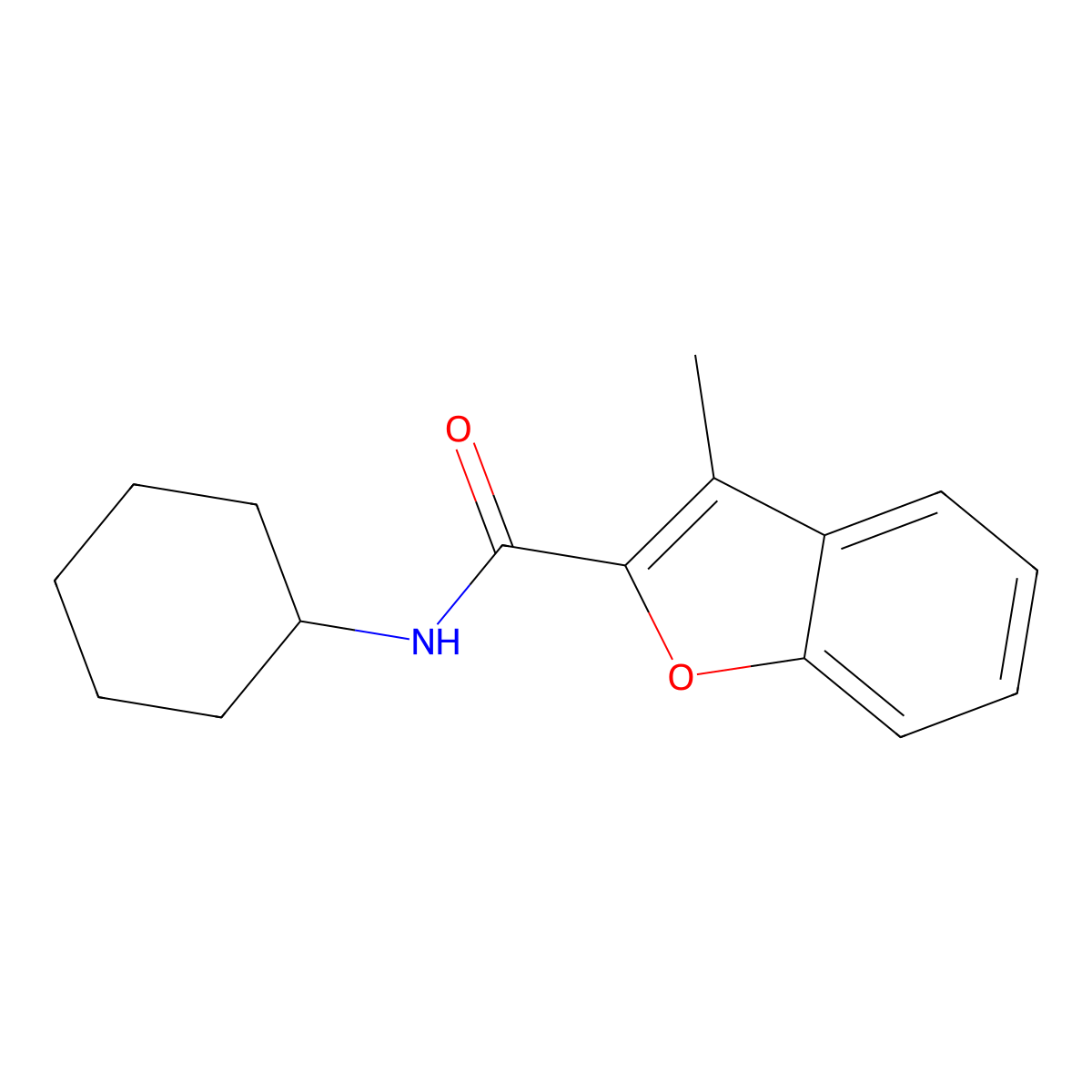 N-cyclohexyl-3-methyl-1-benzofuran-2-carboxamide molecular structure, CAS 842959-11-9