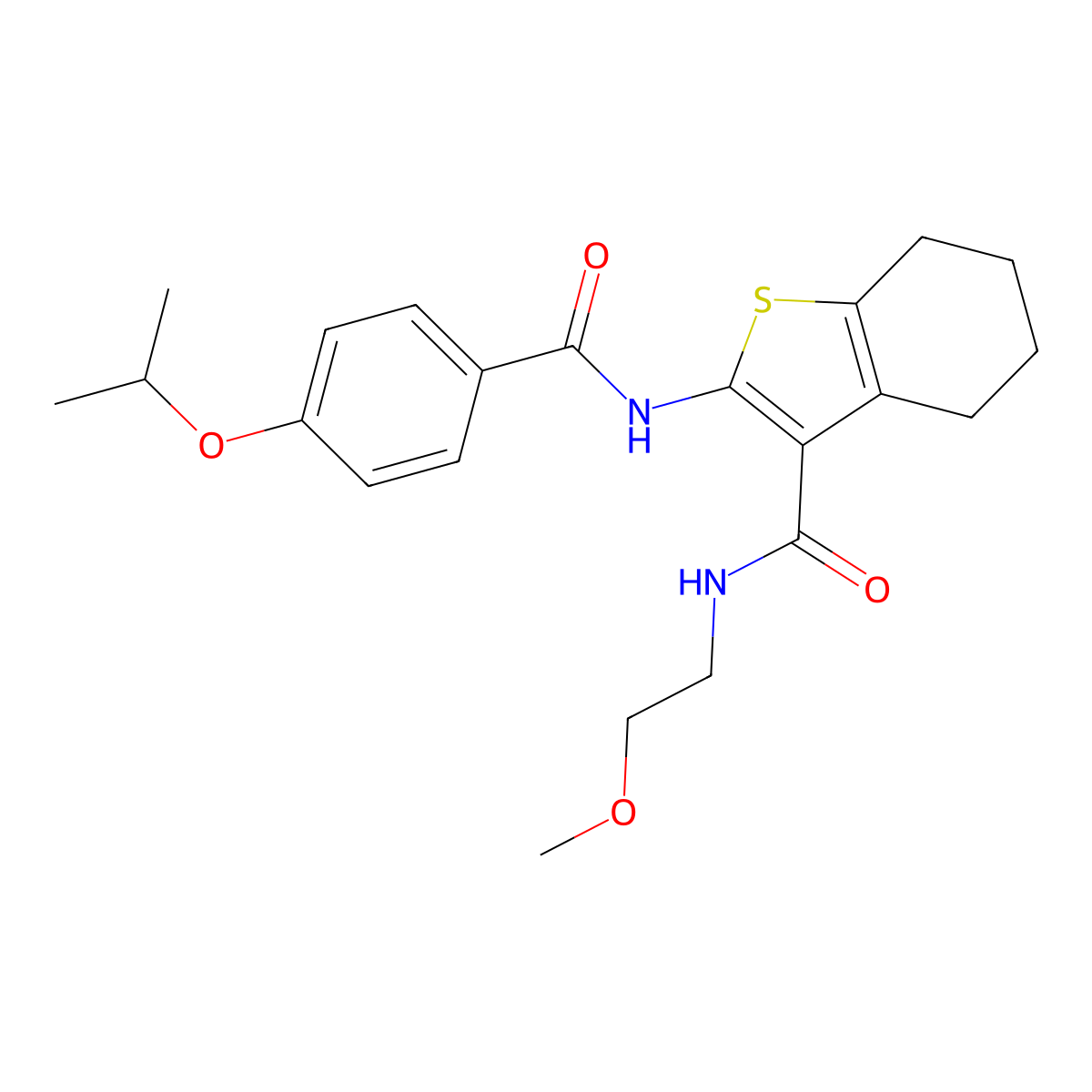 N-(2-methoxyethyl)-2-[4-(propan-2-yloxy)benzamido]-4,5,6,7-tetrahydro-1-benzothiophene-3-carboxamide molecular structure, CAS 842959-20-0