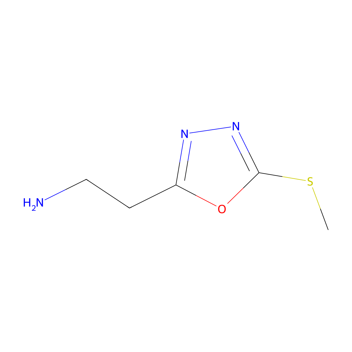 2-(5-(Methylsulfanyl)-1,3,4-oxadiazol-2-yl)ethan-1-amine molecular structure, CAS 842960-14-9