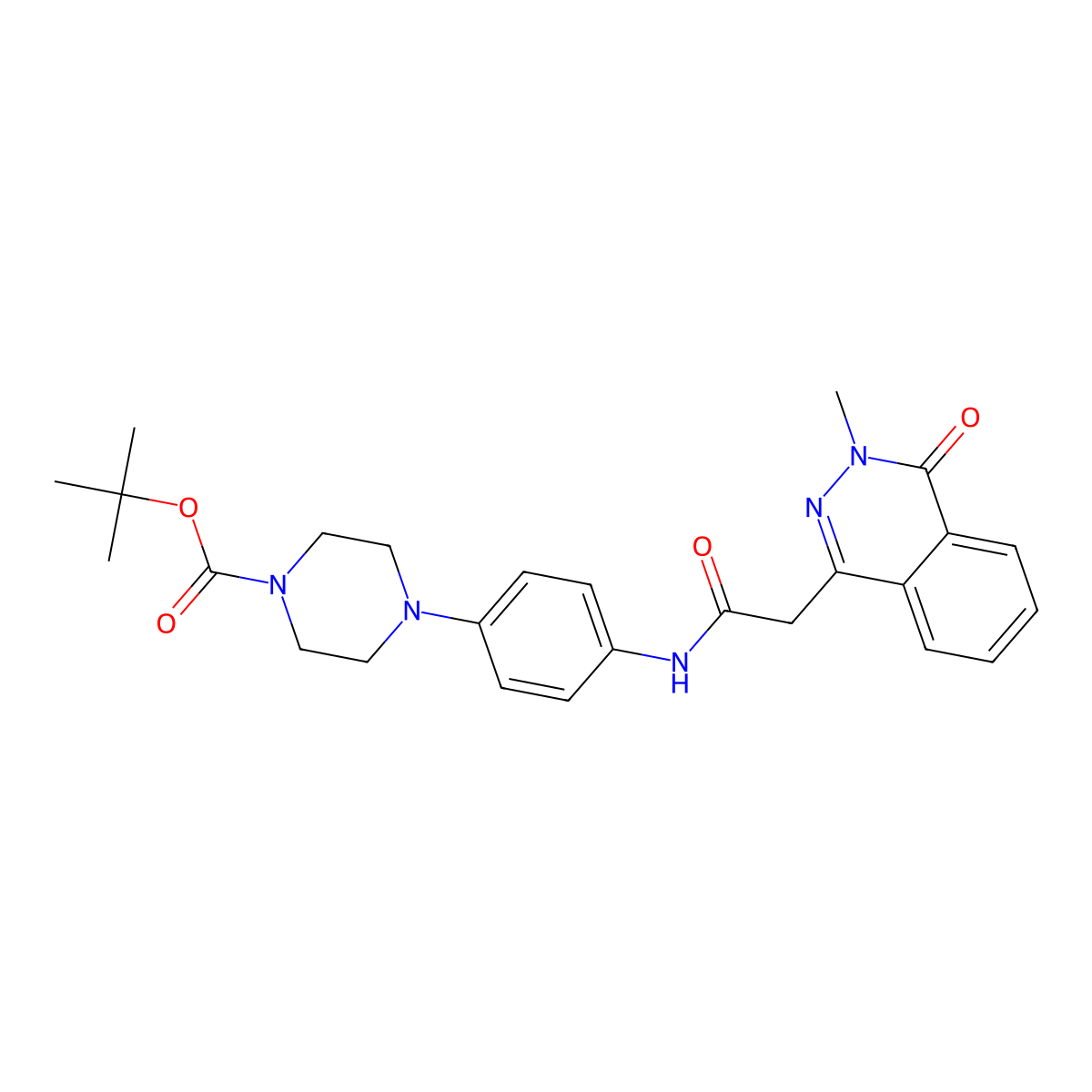 4-{4-[2-(3-Methyl-4-oxo-3,4-dihydro-phthalazin-1-yl)-acetylamino]-phenyl}-piperazine-1-carboxylic acid tert-butyl ester molecular structure, CAS 842960-93-4