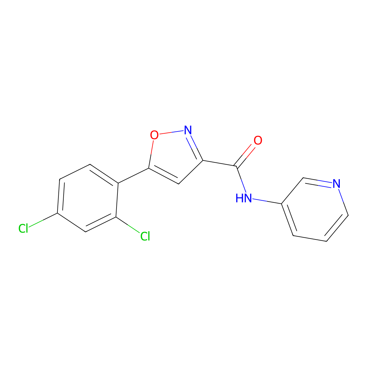 5-(2,4-dichlorophenyl)-N-pyridin-3-yl-1,2-oxazole-3-carboxamide molecular structure, CAS 842961-74-4