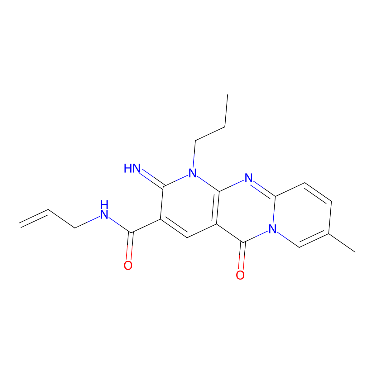 2-imino-8-methyl-5-oxo-N-(prop-2-en-1-yl)-1-propyl-1,5-dihydro-2H-dipyrido[1,2-a:2',3'-d]pyrimidine-3-carboxamide molecular structure, CAS 842962-91-8