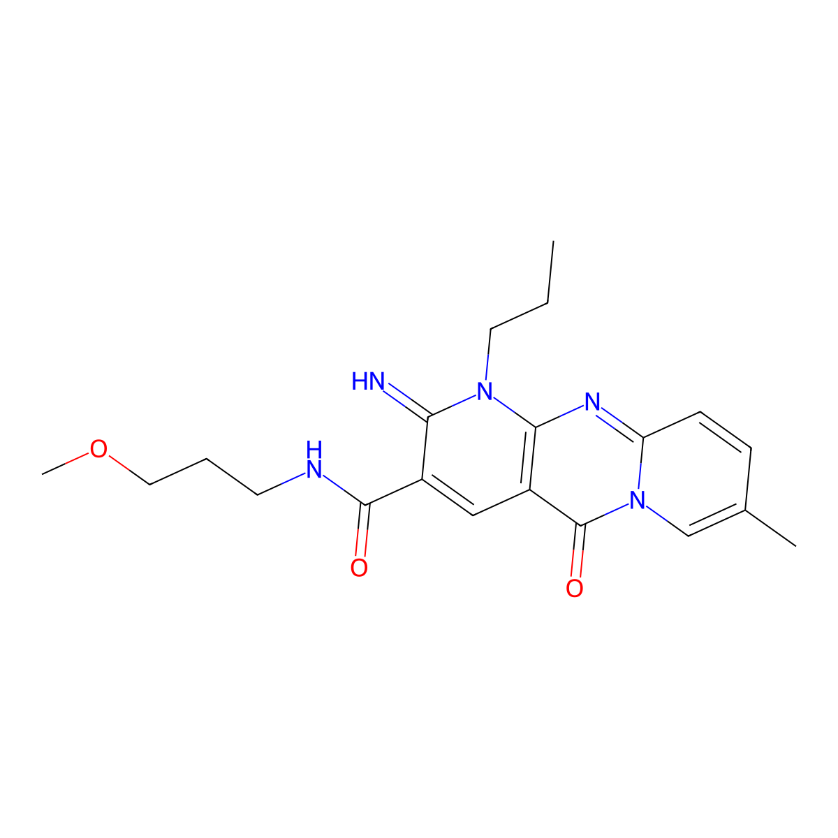 6-imino-N-(3-methoxypropyl)-13-methyl-2-oxo-7-propyl-1,7,9-triazatricyclo[8.4.0.0^{3,8}]tetradeca-3(8),4,9,11,13-pentaene-5-carboxamide molecular structure, CAS 842962-96-3