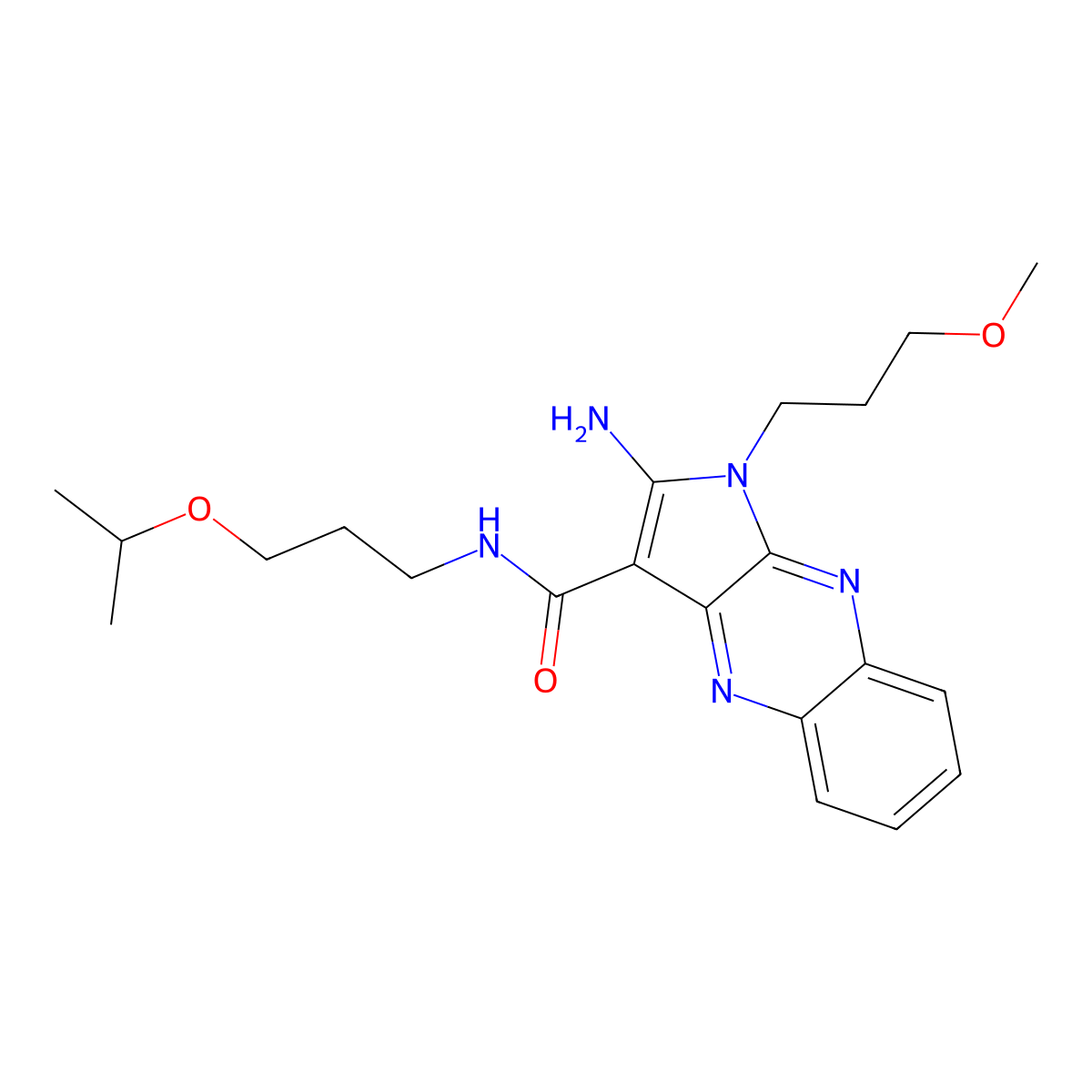 2-amino-N-(3-isopropoxypropyl)-1-(3-methoxypropyl)-1H-pyrrolo[2,3-b]quinoxaline-3-carboxamide molecular structure, CAS 842963-37-5