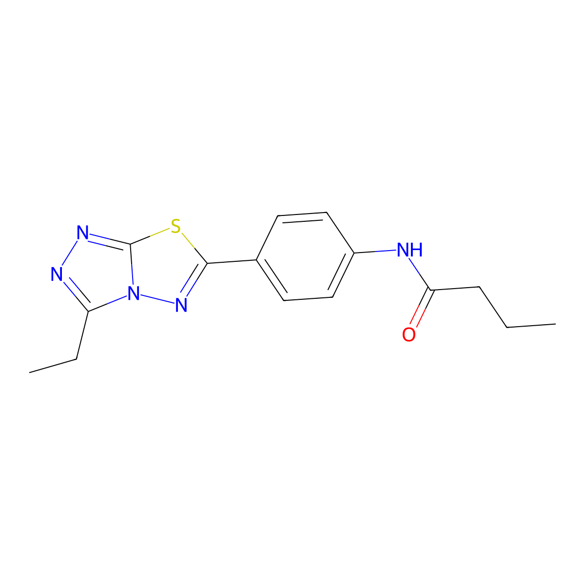 N-[4-(3-ethyl[1,2,4]triazolo[3,4-b][1,3,4]thiadiazol-6-yl)phenyl]butanamide molecular structure, CAS 842963-65-9