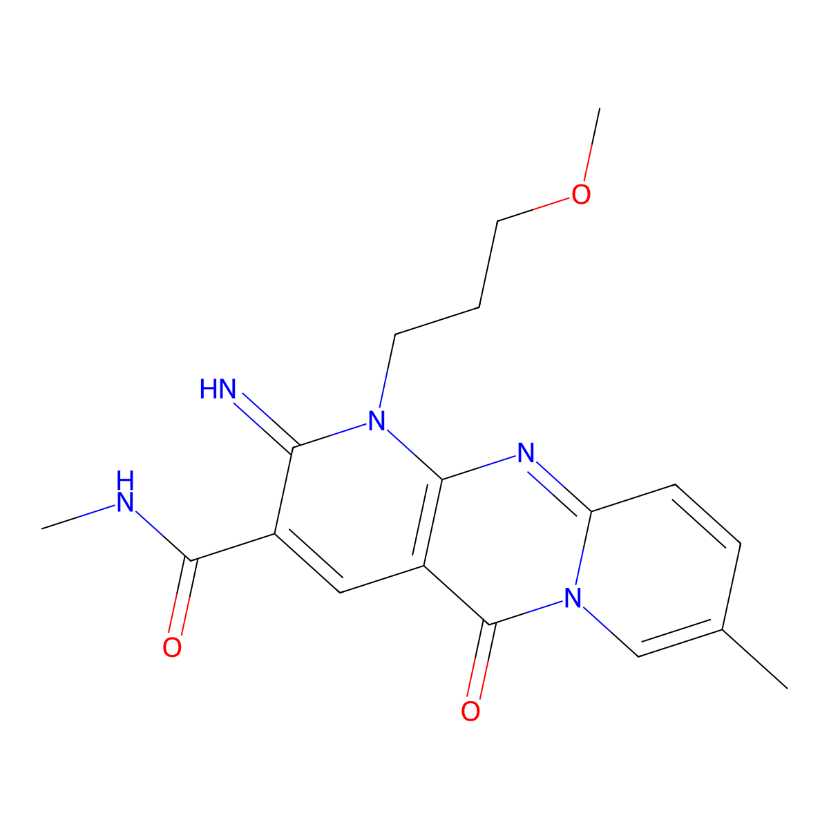 2-imino-1-(3-methoxypropyl)-N,8-dimethyl-5-oxo-1,5-dihydro-2H-dipyrido[1,2-a:2',3'-d]pyrimidine-3-carboxamide molecular structure, CAS 842963-96-6