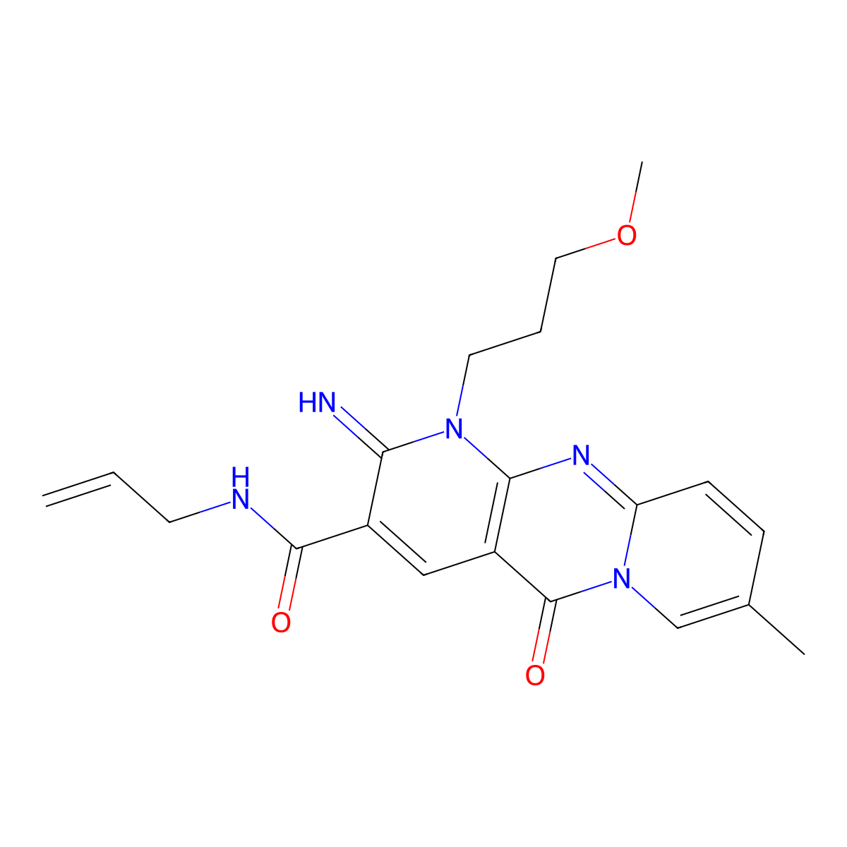 6-imino-7-(3-methoxypropyl)-13-methyl-2-oxo-N-prop-2-enyl-1,7,9-triazatricyclo[8.4.0.03,8]tetradeca-3(8),4,9,11,13-pentaene-5-carboxamide molecular structure, CAS 842964-06-1