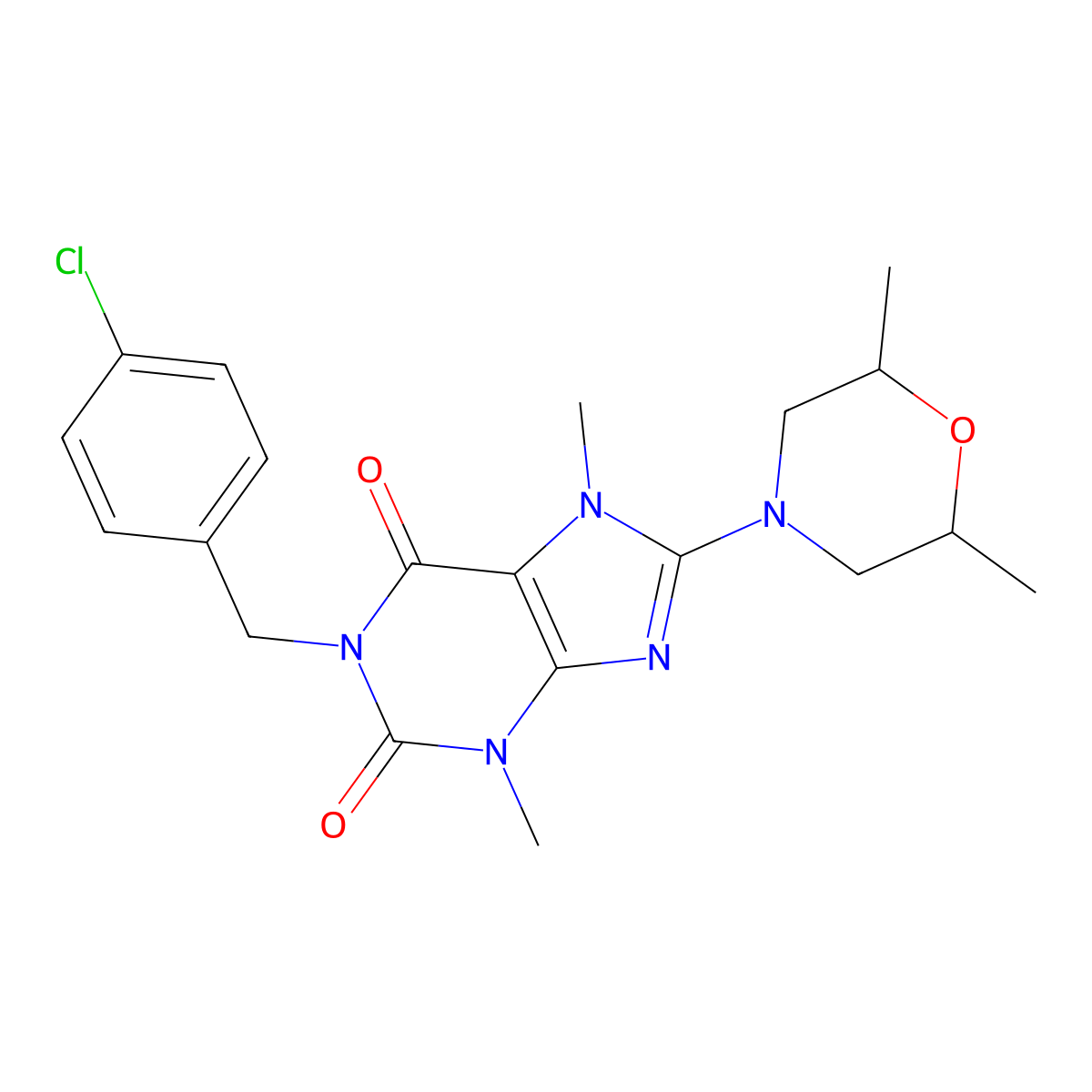1-[(4-Chlorophenyl)methyl]-8-(2,6-dimethyl-4-morpholinyl)-3,7-dihydro-3,7-dimethyl-1H-purine-2,6-dione molecular structure, CAS 842964-24-3
