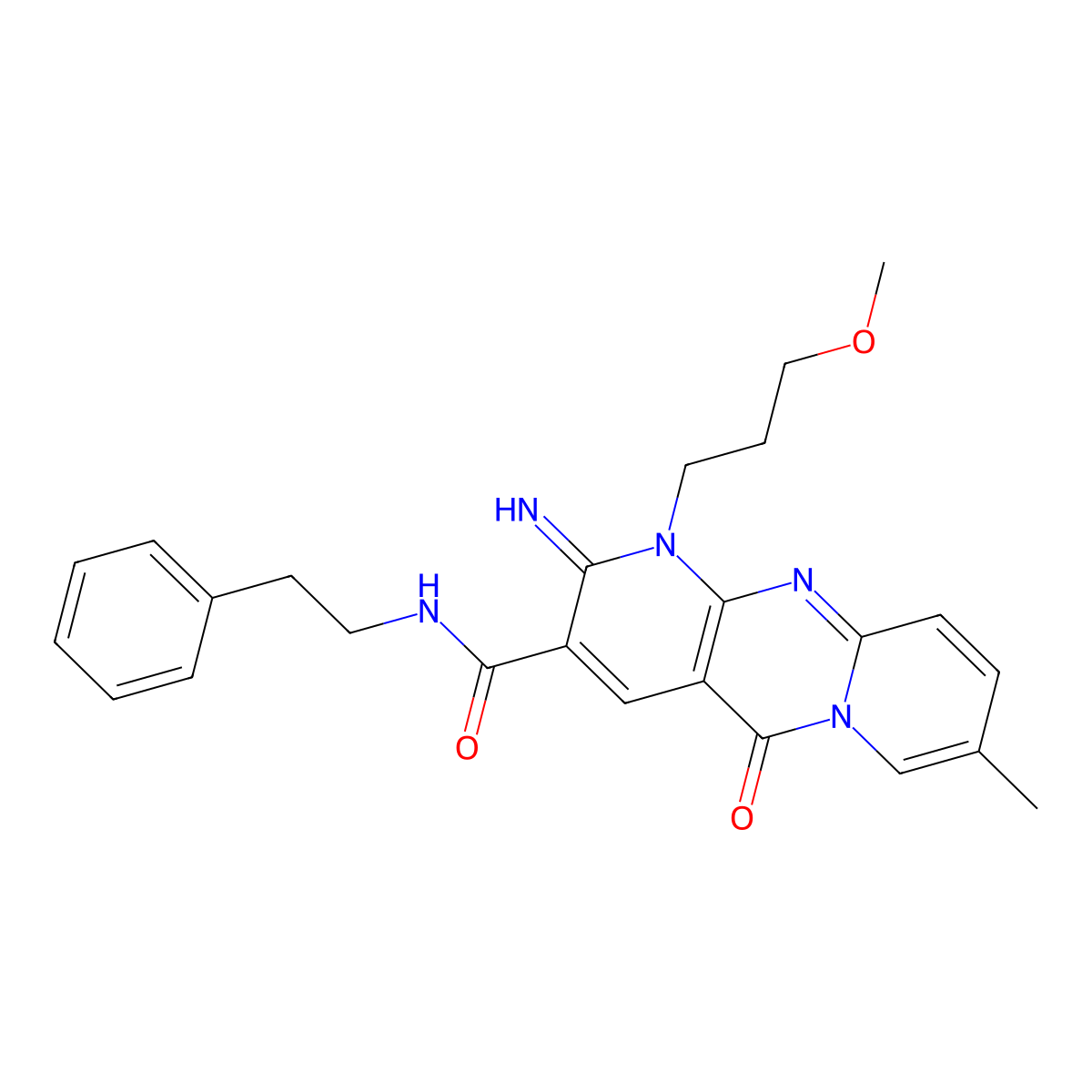 2-imino-1-(3-methoxypropyl)-8-methyl-5-oxo-N-(2-phenylethyl)-1,5-dihydro-2H-dipyrido[1,2-a:2',3'-d]pyrimidine-3-carboxamide molecular structure, CAS 842964-41-4