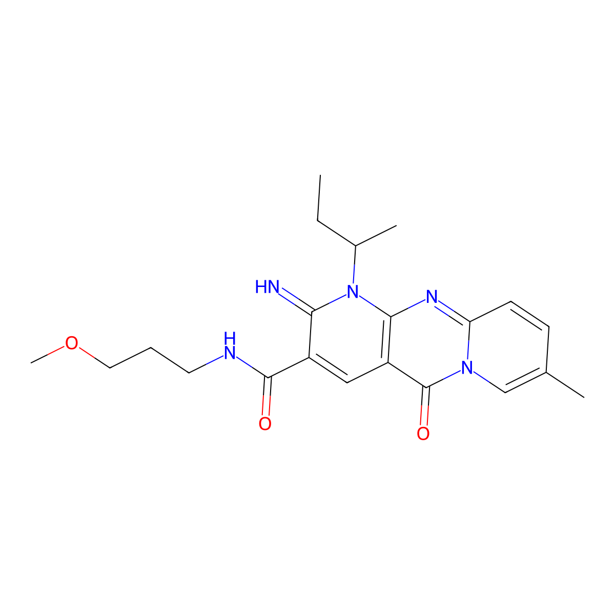 1-(butan-2-yl)-2-imino-N-(3-methoxypropyl)-8-methyl-5-oxo-1,5-dihydro-2H-dipyrido[1,2-a:2',3'-d]pyrimidine-3-carboxamide molecular structure, CAS 842964-90-3