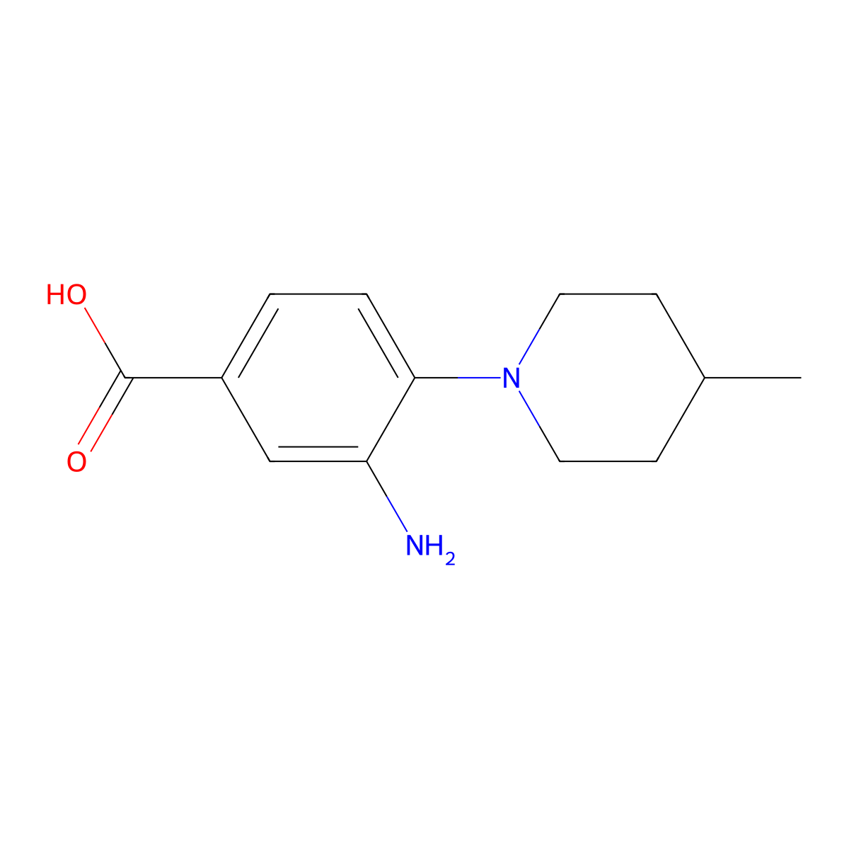 3-Amino-4-(4-methylpiperidin-1-yl)benzoic acid molecular structure, CAS 842965-30-4
