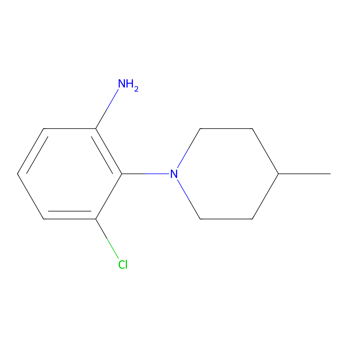 3-Chloro-2-(4-methylpiperidin-1-yl)aniline molecular structure, CAS 842965-35-9