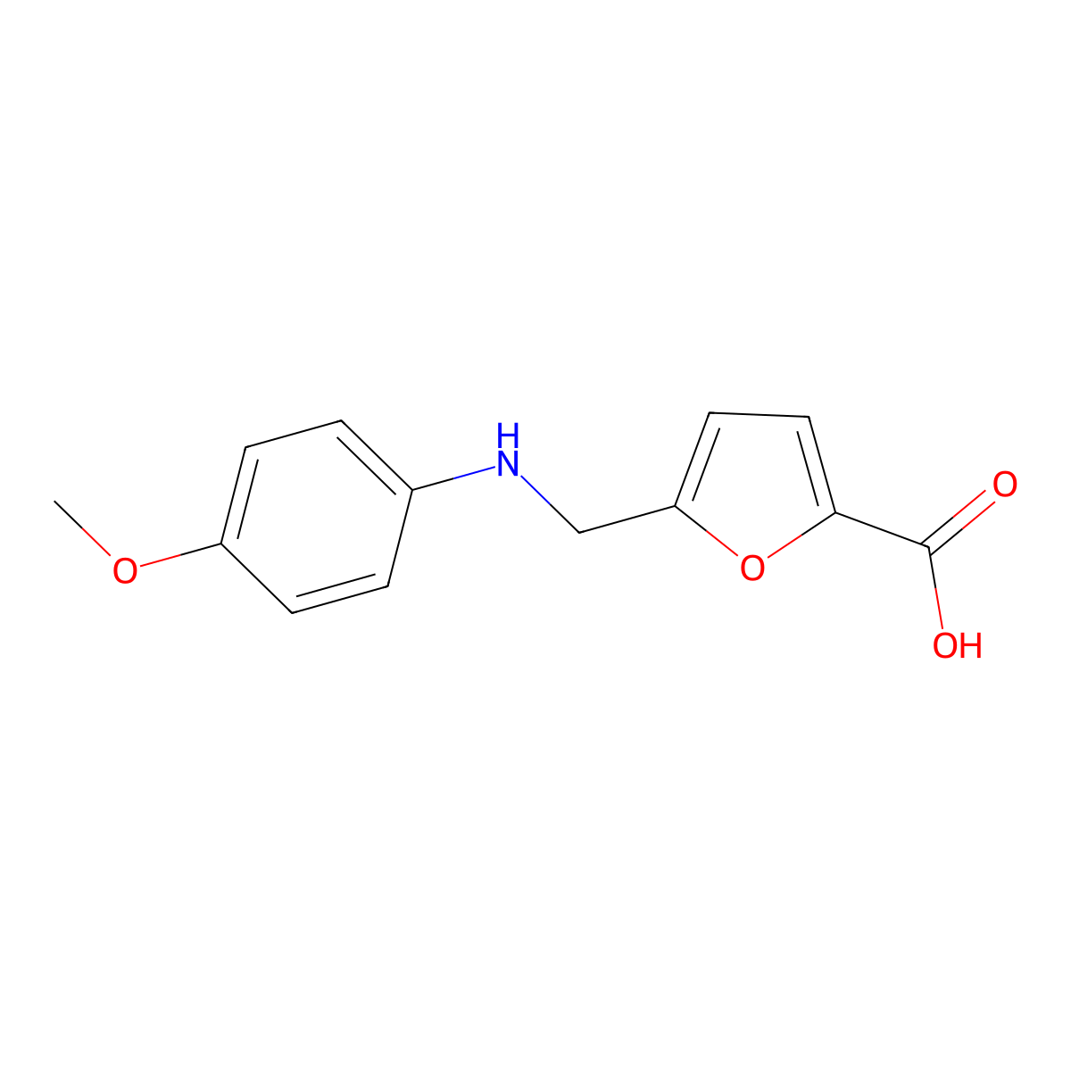 5-[(4-Methoxy-phenylamino)-methyl]-furan-2-carboxylic acid molecular structure, CAS 842965-40-6