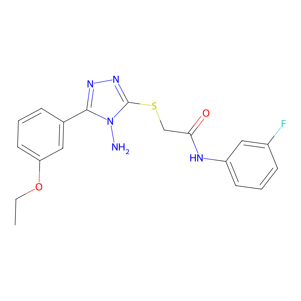 2-[4-amino-5-(3-ethoxyphenyl)(1,2,4-triazol-3-ylthio)]-N-(3-fluorophenyl)aceta mide molecular structure, CAS 842966-22-7