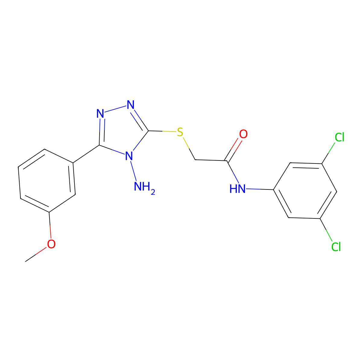 2-[4-amino-5-(3-methoxyphenyl)(1,2,4-triazol-3-ylthio)]-N-(3,5-dichlorophenyl) acetamide molecular structure, CAS 842966-67-0