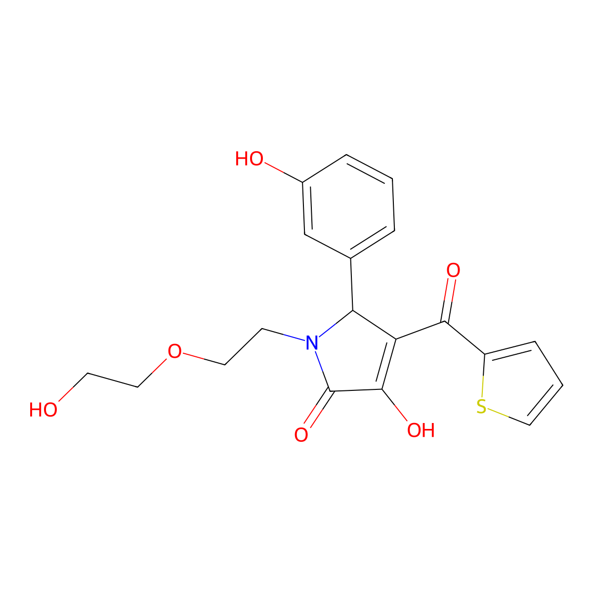 4-hydroxy-1-[2-(2-hydroxyethoxy)ethyl]-2-(3-hydroxyphenyl)-3-(thiophene-2-carbonyl)-2H-pyrrol-5-one molecular structure, CAS 842967-02-6
