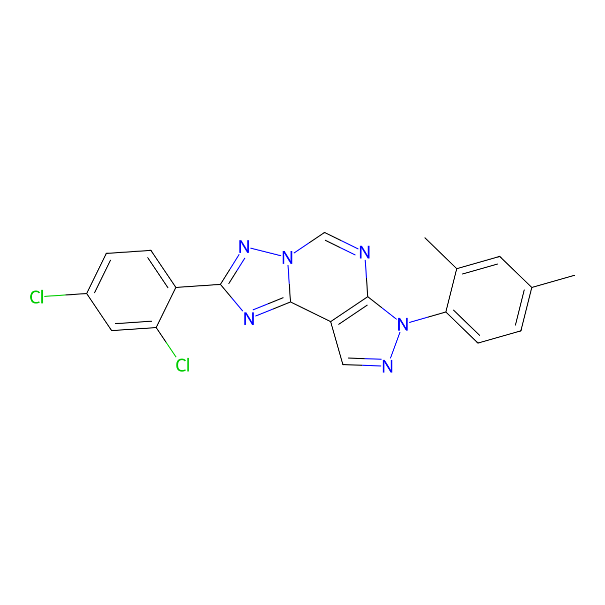 2-(2,4-dichlorophenyl)-7-(2,4-dimethylphenyl)-7H-pyrazolo[4,3-e][1,2,4]triazolo[1,5-c]pyrimidine molecular structure, CAS 842967-84-4