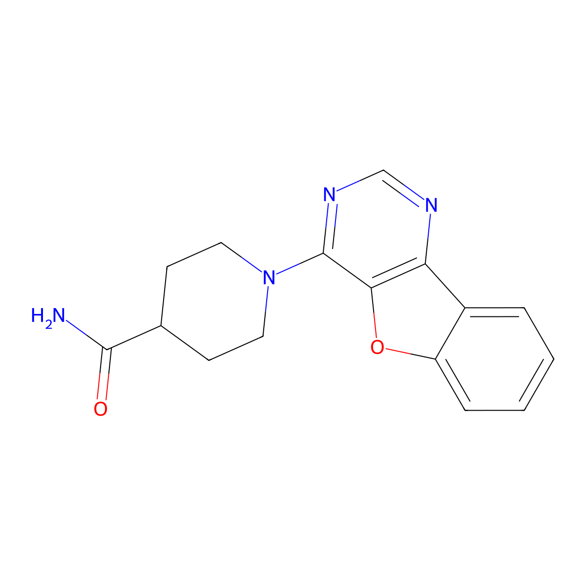 1-(Benzofuro[3,2-d]pyrimidin-4-yl)piperidine-4-carboxamide molecular structure, CAS 842968-01-8