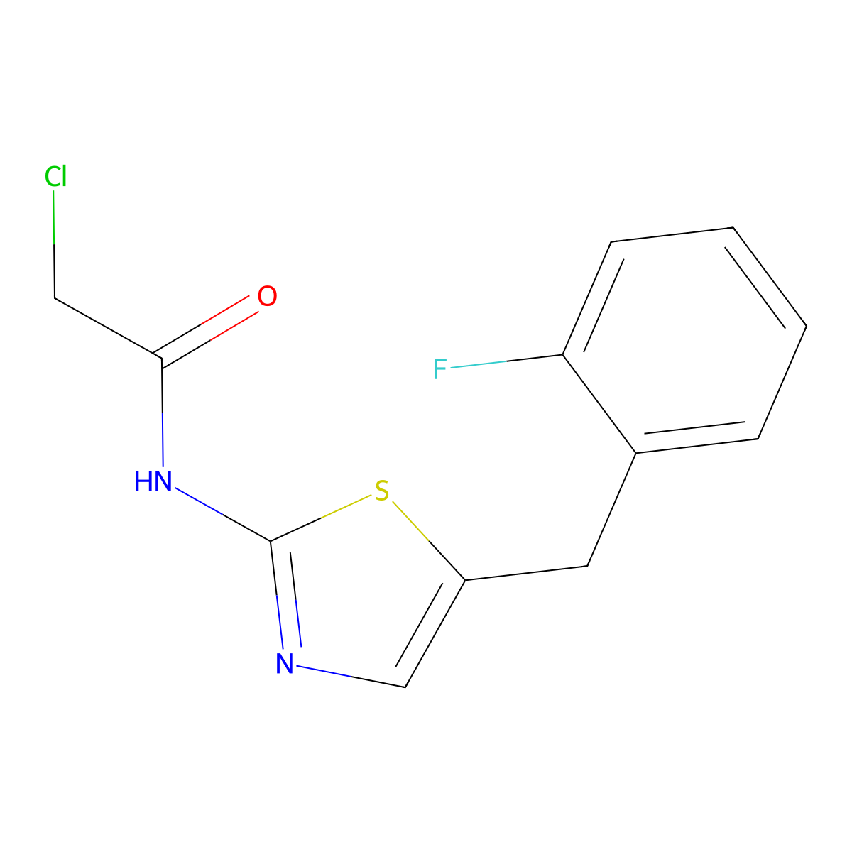 2-Chloro-N-[5-(2-fluoro-benzyl)-thiazol-2-yl]-acetamide molecular structure, CAS 842968-38-1