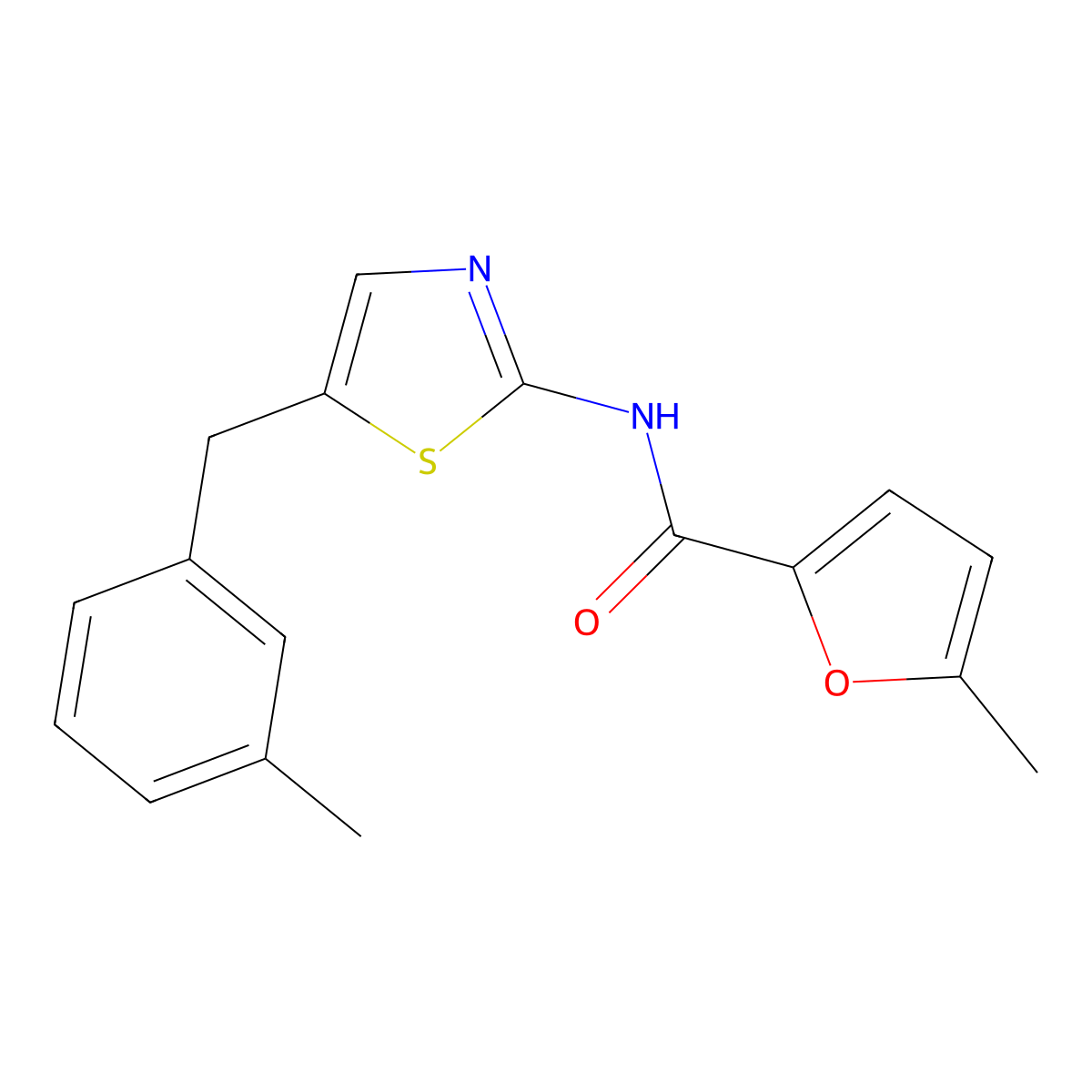 5-methyl-N-[5-[(3-methylphenyl)methyl]-1,3-thiazol-2-yl]furan-2-carboxamide molecular structure, CAS 842968-46-1