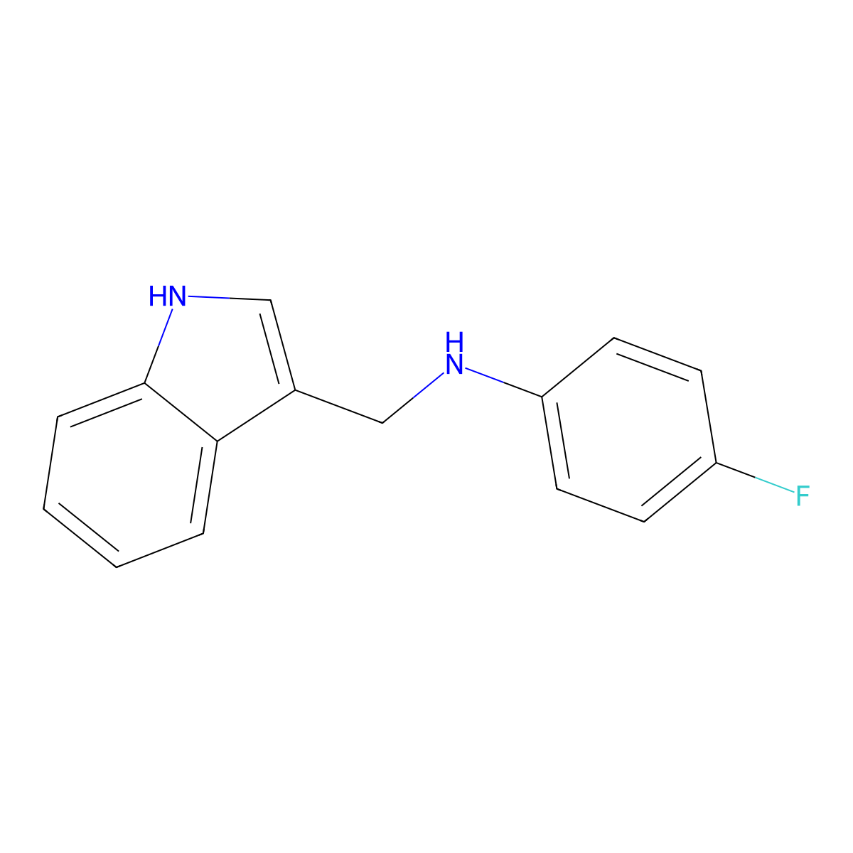 (4-Fluoro-phenyl)-(1H-indol-3-ylmethyl)-amine molecular structure, CAS 842968-58-5