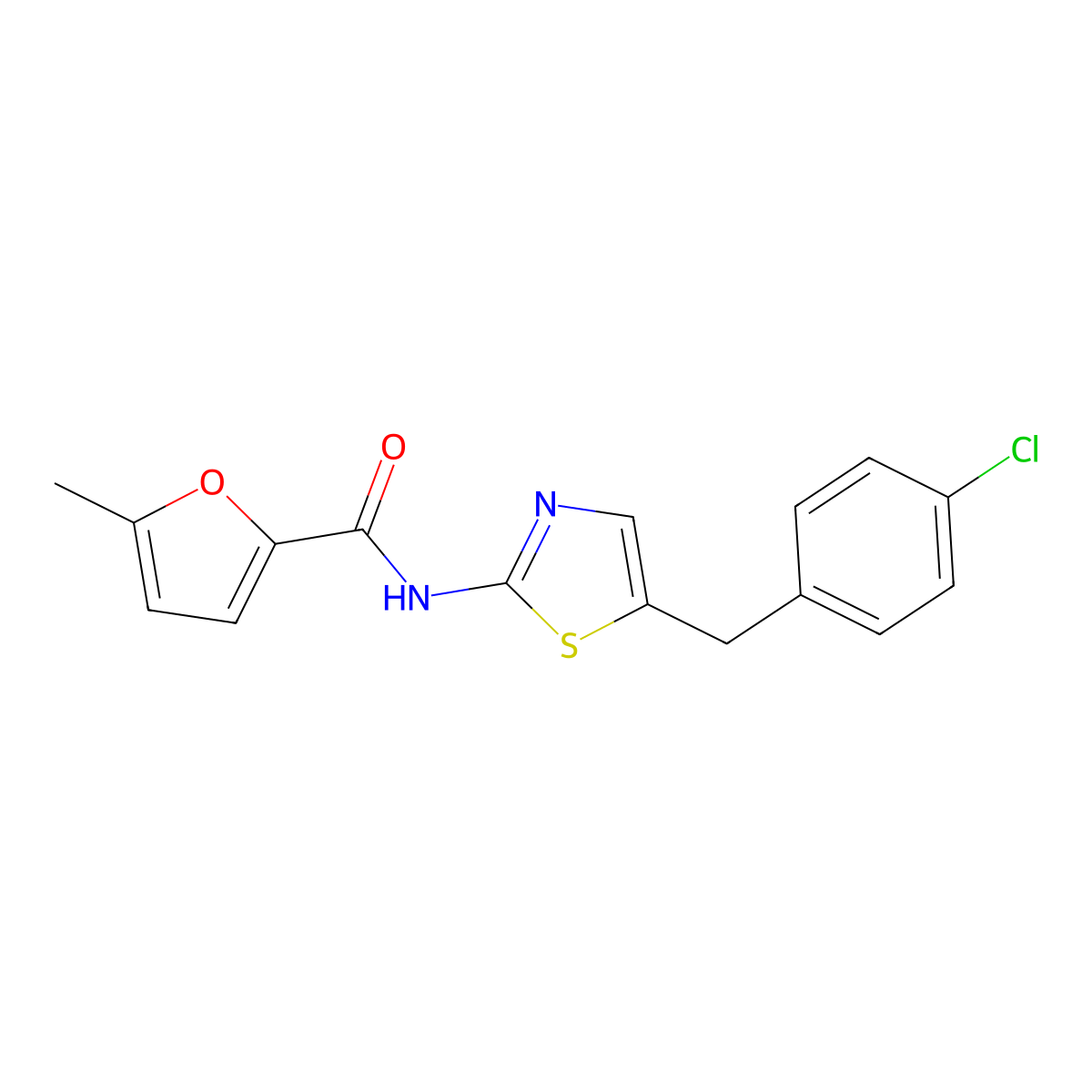 N-[5-(4-chlorobenzyl)-1,3-thiazol-2-yl]-5-methylfuran-2-carboxamide molecular structure, CAS 842968-59-6
