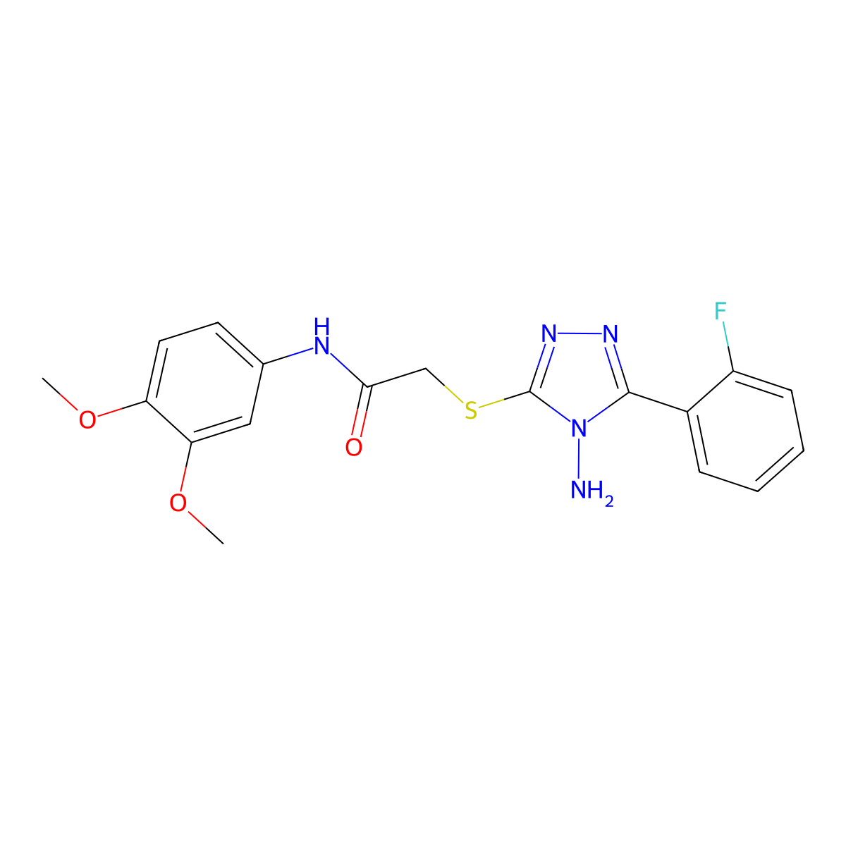 2-{[4-amino-5-(2-fluorophenyl)-4H-1,2,4-triazol-3-yl]sulfanyl}-N-(3,4-dimethoxyphenyl)acetamide molecular structure, CAS 842968-60-9