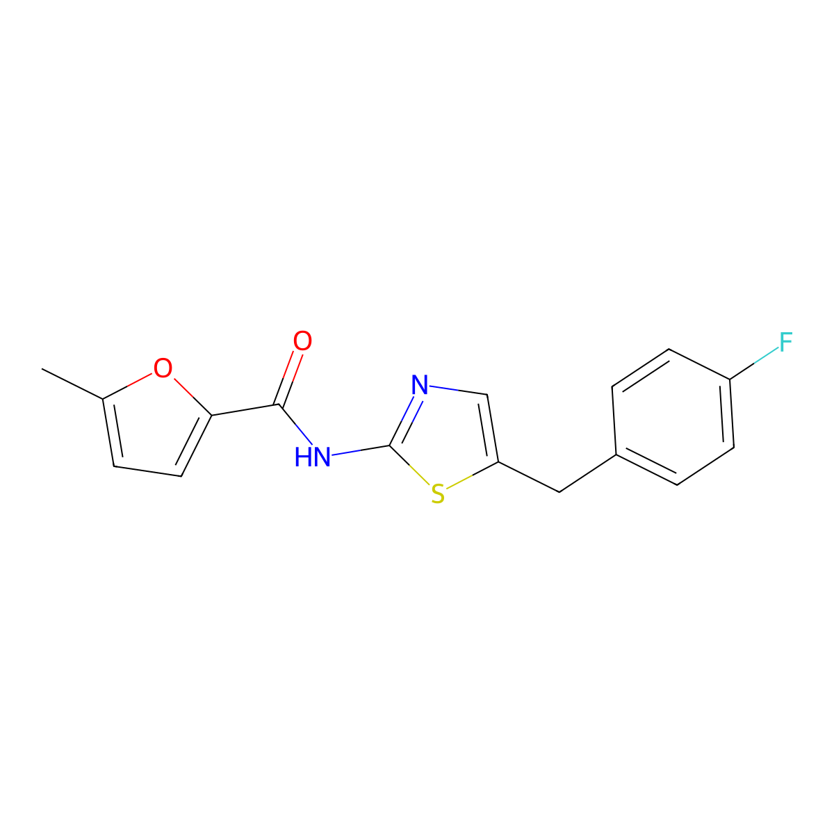 N-[5-[(4-fluorophenyl)methyl]-1,3-thiazol-2-yl]-5-methylfuran-2-carboxamide molecular structure, CAS 842968-64-3