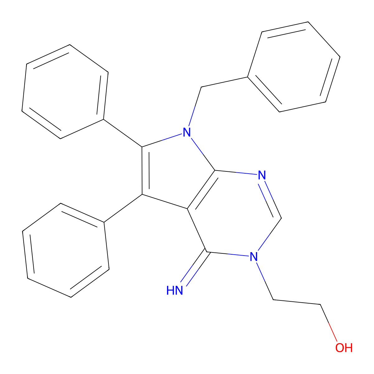 2-(7-Benzyl-4-imino-5,6-diphenylpyrrolo[2,3-d]pyrimidin-3-yl)ethanol molecular structure, CAS 842969-23-7