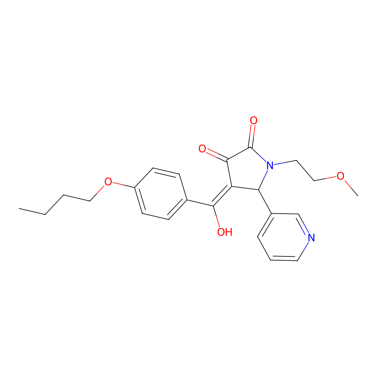 4-(4-butoxybenzoyl)-3-hydroxy-1-(2-methoxyethyl)-5-(pyridin-3-yl)-2,5-dihydro-1H-pyrrol-2-one molecular structure, CAS 842969-68-0