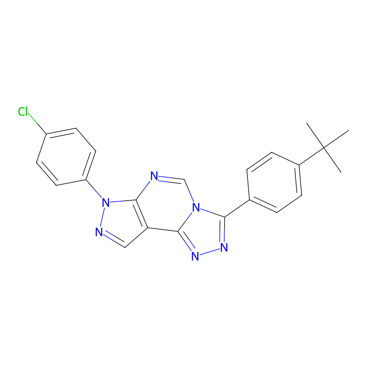 3-(4-tert-butylphenyl)-7-(4-chlorophenyl)-7H-pyrazolo[4,3-e][1,2,4]triazolo[4,3-c]pyrimidine molecular structure, CAS 842969-72-6