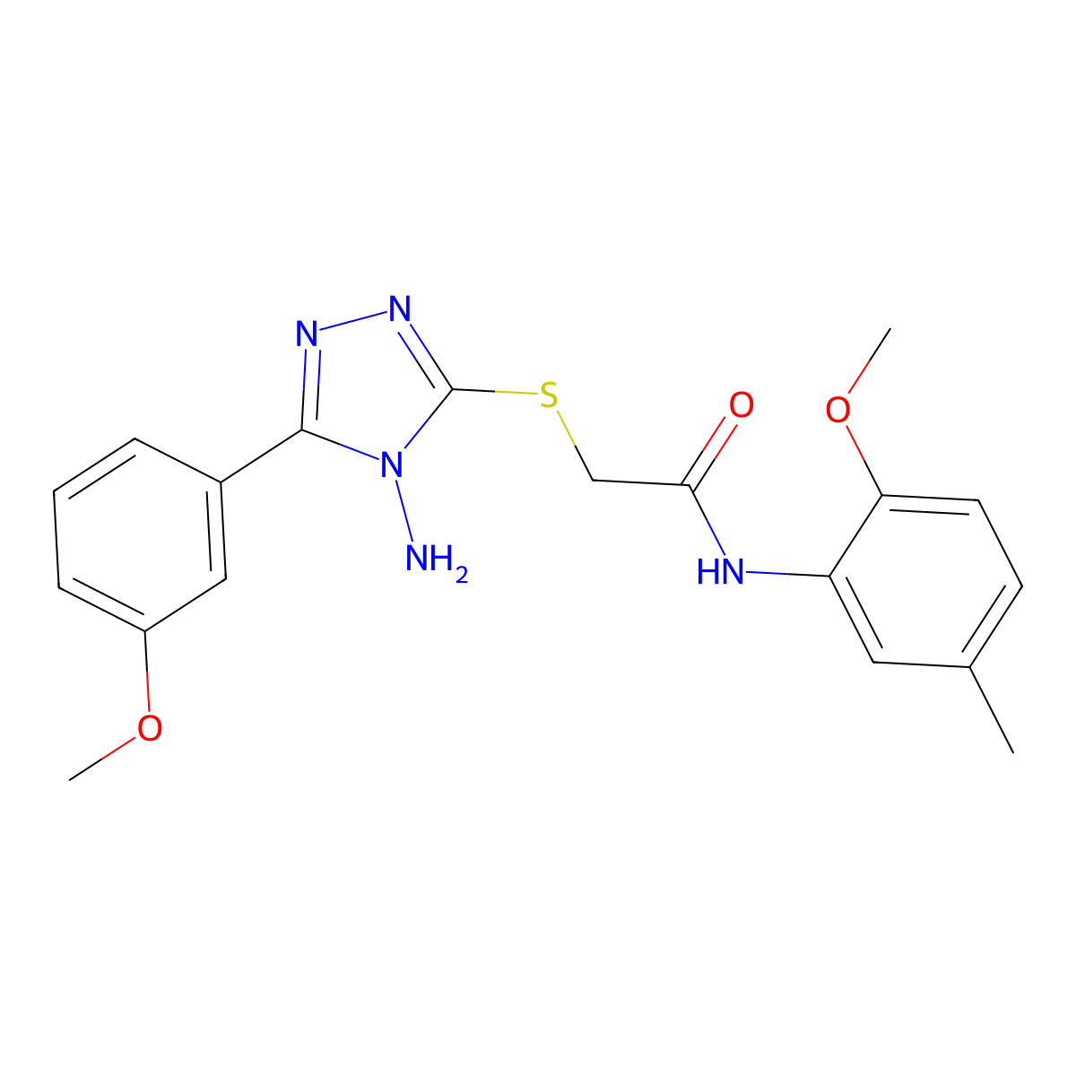 2-[4-amino-5-(3-methoxyphenyl)(1,2,4-triazol-3-ylthio)]-N-(2-methoxy-5-methylp henyl)acetamide molecular structure, CAS 842970-04-1