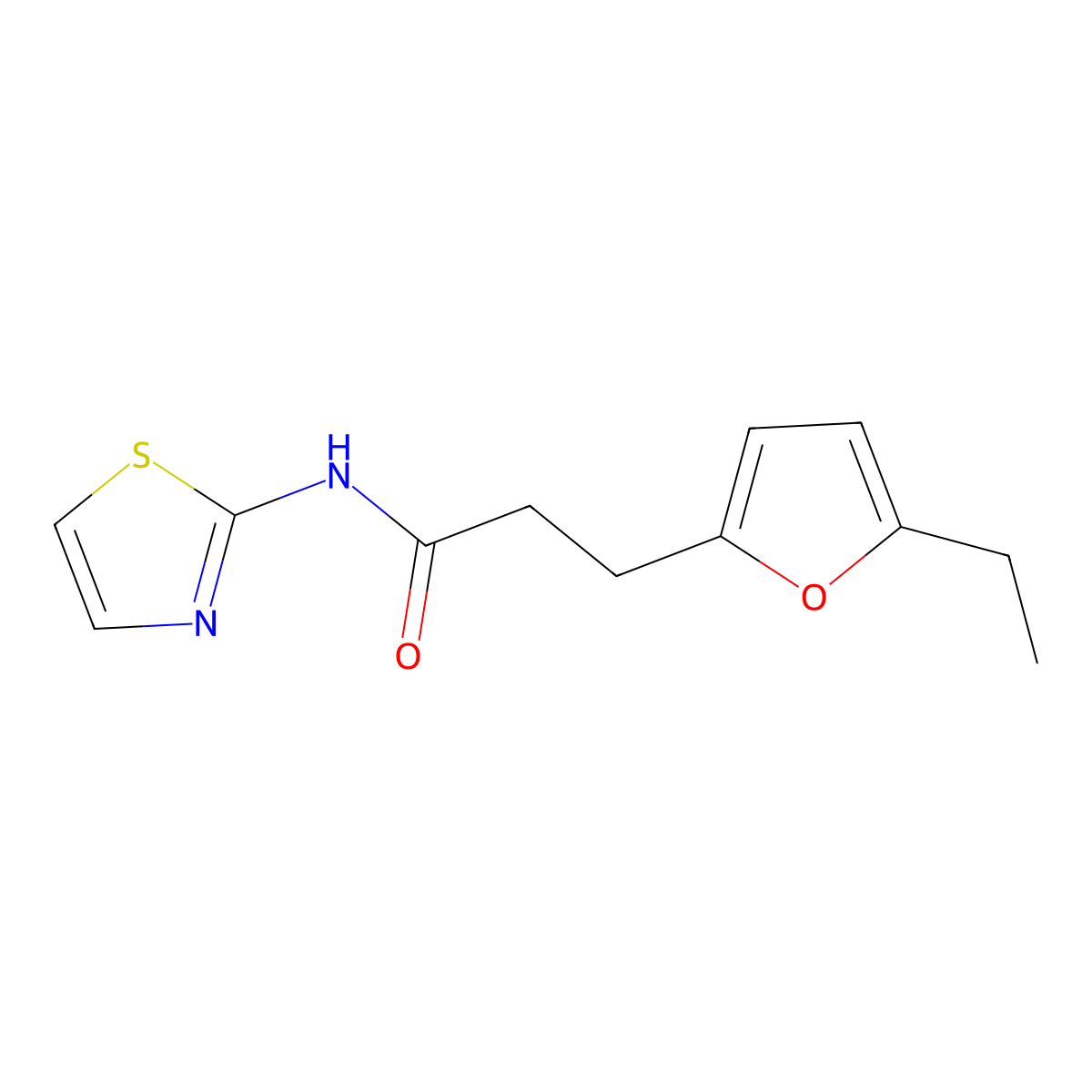 3-(5-Ethyl-furan-2-yl)-N-thiazol-2-yl-propionamide molecular structure, CAS 842970-27-8