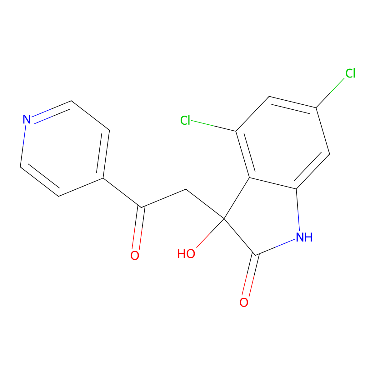 4,6-dichloro-3-hydroxy-3-(2-oxo-2-pyridin-4-ylethyl)-1H-indol-2-one molecular structure, CAS 842971-38-4