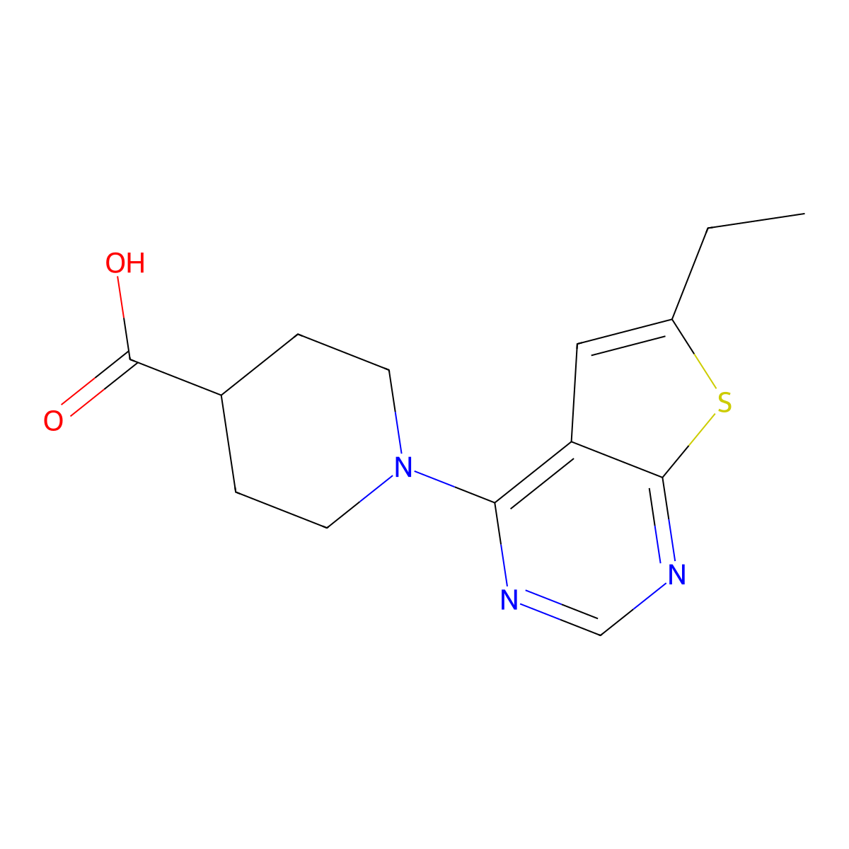 1-(6-Ethylthieno[2,3-d]pyrimidin-4-yl)piperidine-4-carboxylic acid molecular structure, CAS 842971-64-6